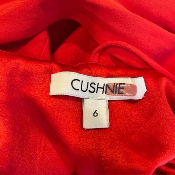 Cushnie 100% Silk Cold Shoulder Cape Sleeve Top Red Strappy Women's Size 6 - Picture 7 of 9